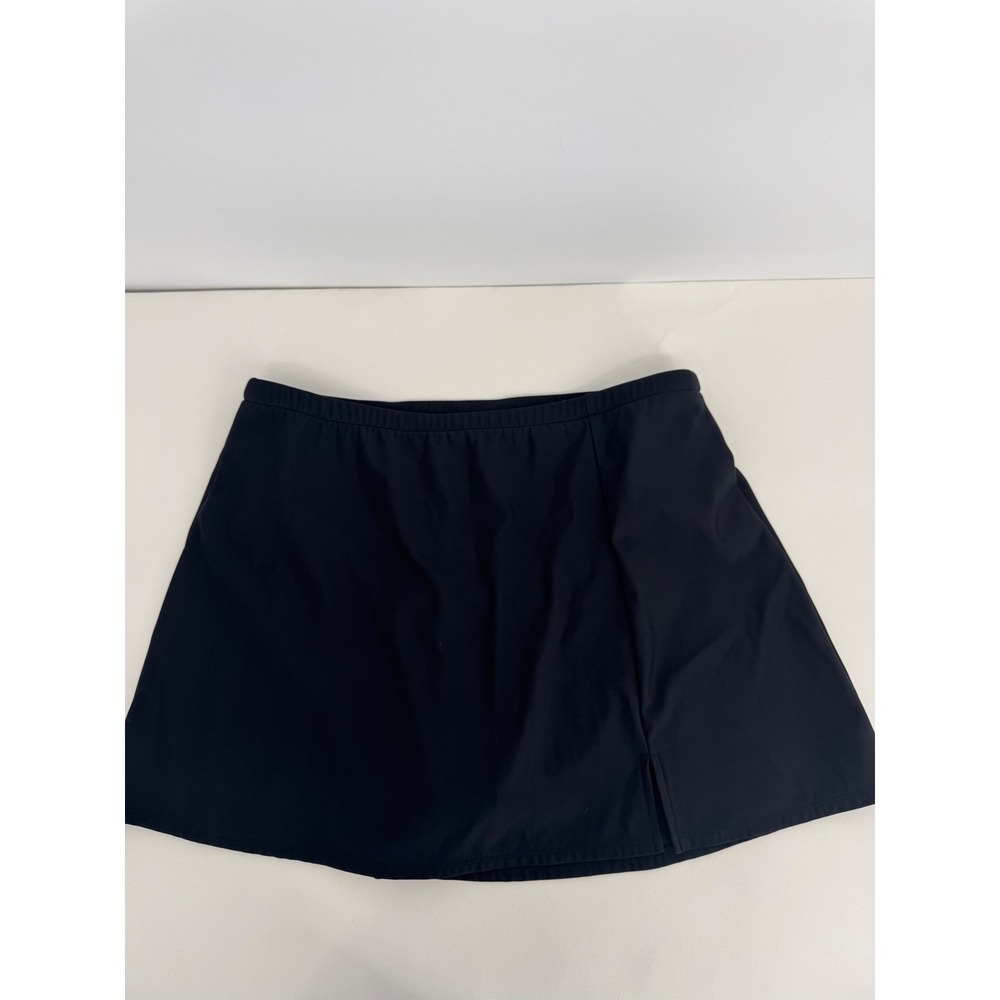 Paradise Bay Womens Black Swim Skirt w Briefs Side Slit Elastic Waist Sz 16